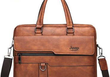 JEEP BULUO Men’s Business Handbag Hot Large Capacity Leather Briefcase Bags For Man 13.3 inches Laptop Work Travel Bag Black